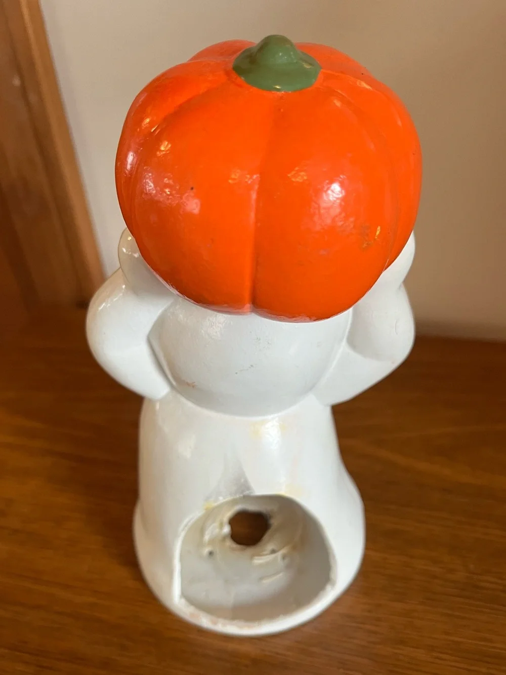 Vintage Halloween Ghost Figurine with Pumpkin Head